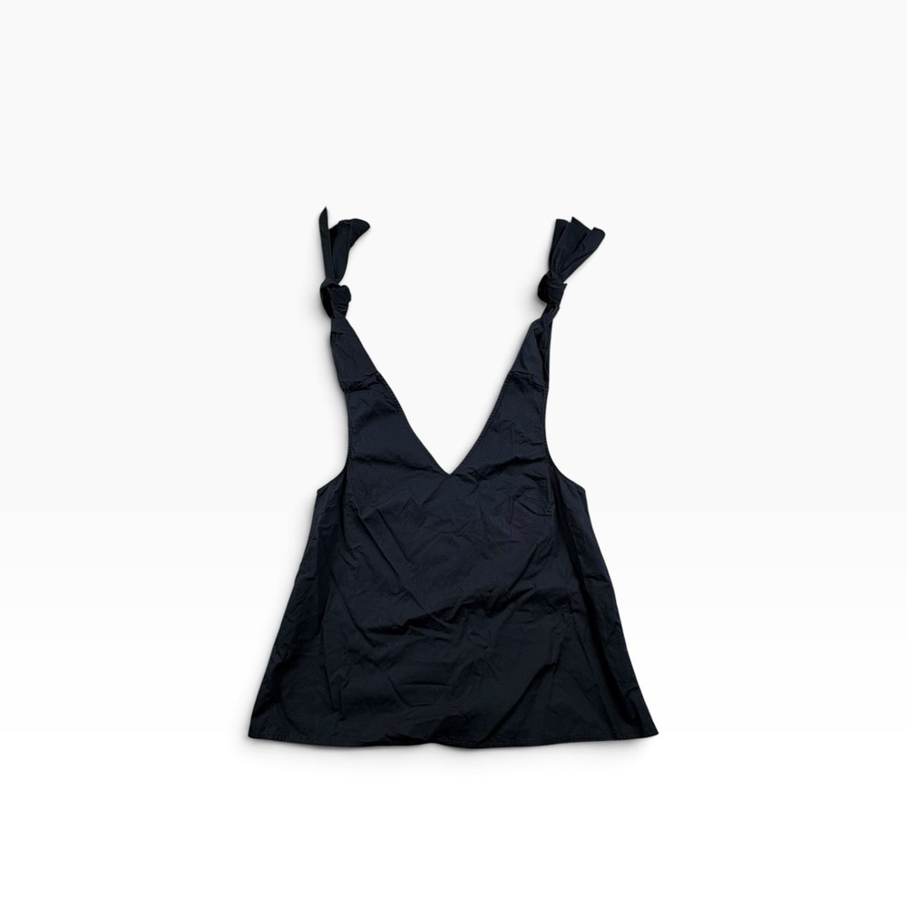 Who What Wear Black Tie Shoulder Button Front Tank Top Women's Small